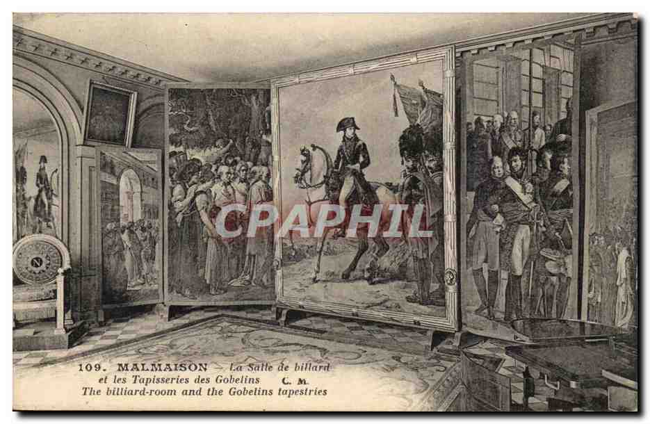 Malmaison CPA La salle de billard et les tapisseries des Gobelins (Napoleon)
