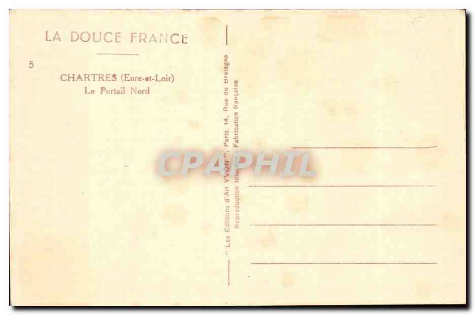 Chartres CPA Le portail nord — Verso