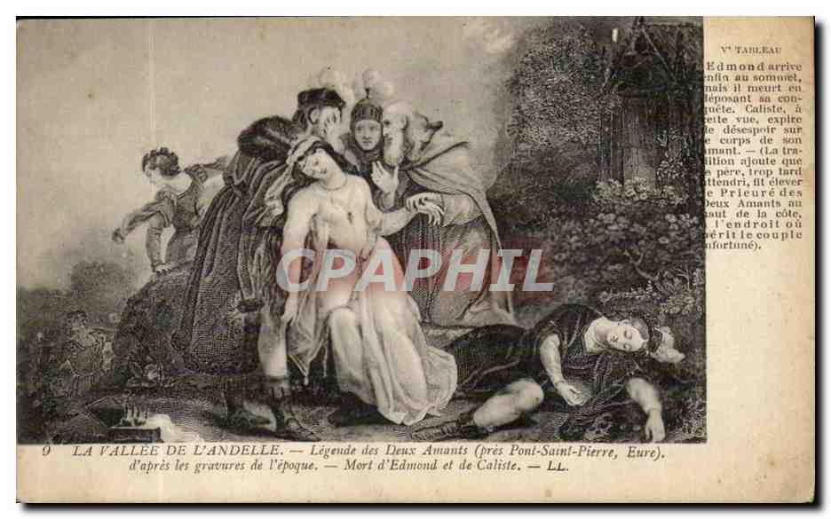La vallee de l'andellle CPA LEgende des deux amants d'apres les tableaux existants au cahteau de ce nom a Amfreville 