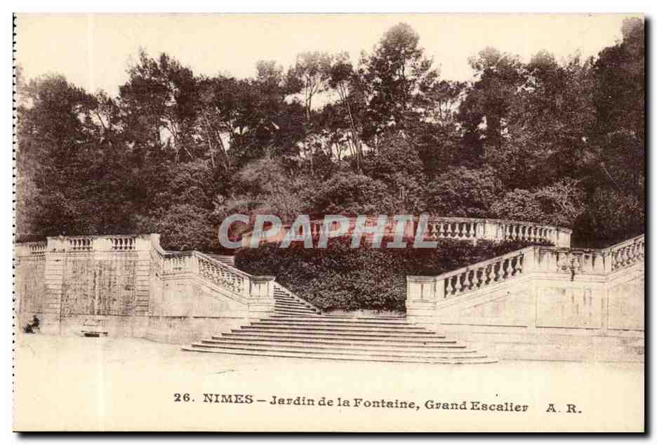 Nîmes — Jardin de la Fontaine, Grand Escalier — A. R.