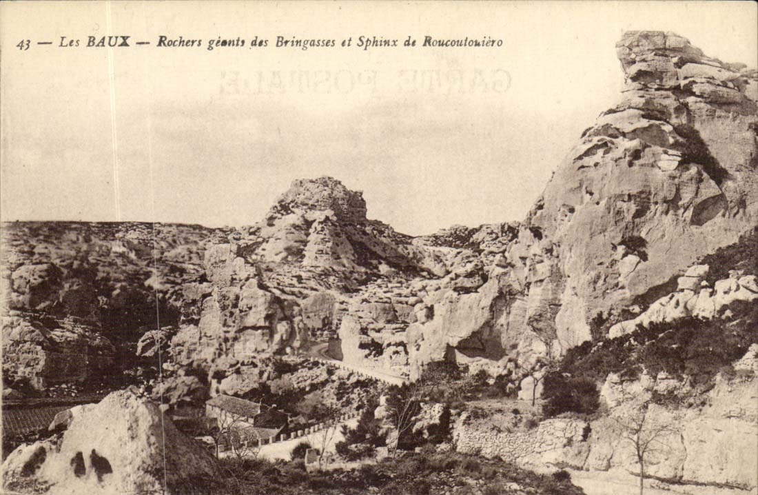 Les BAUX — Die riesigen Felsen von Bringasses und der Sphinx von Roucoulouïéro — Künstlerische Ausgabe IDEALE, M. F. Beau, Avignon