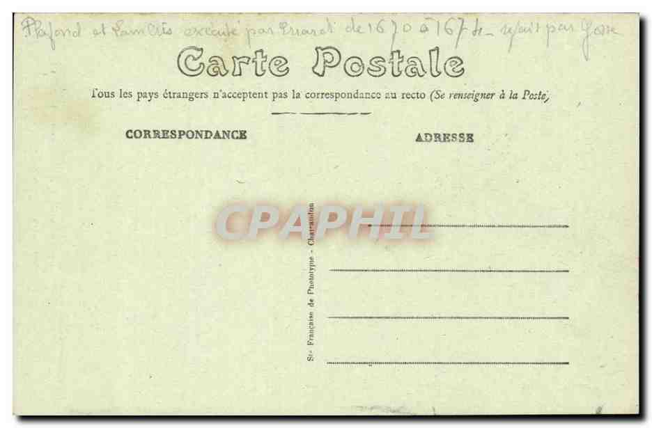 Rennes CPA palais de justice CAbinet du premier President Plafond peint par Erard (1670) resutaure apr Gosse (1888) — Rückseite