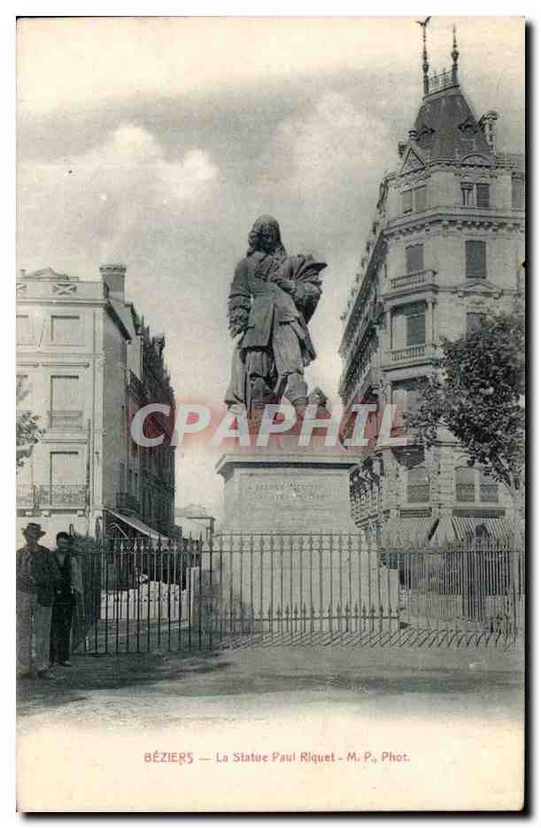 Beziers CPA La statue Paul Riquet 