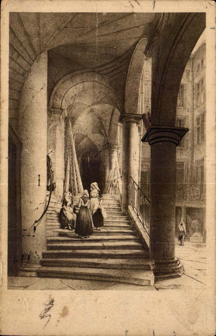 Escalier d'une maison de la rue Juiverie — Lyon (Rhône) — Vr^e Belin, photographe lyonnais