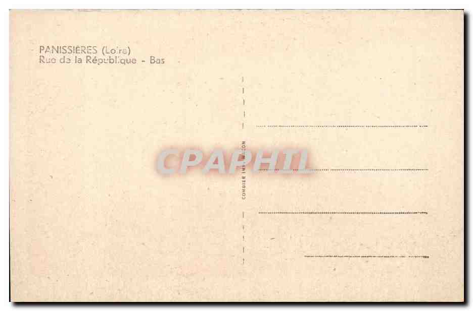 Panissieres CPA Rue de la Republique Bas — Rückseite