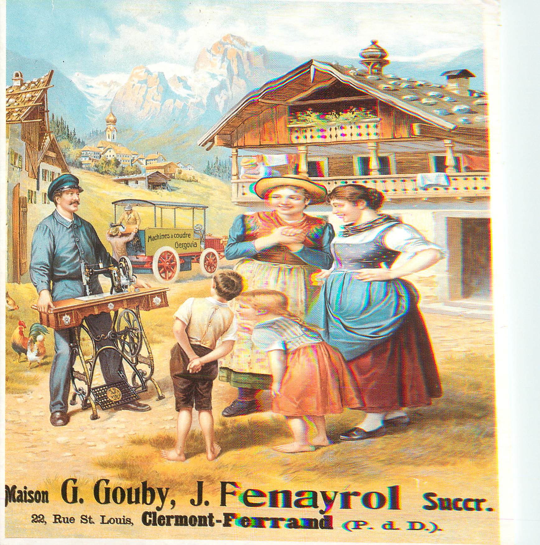 CPM Machine a coudre gergovia fin xix Maison Gouby Fenayrol Rue St Louis Clermont Ferrand 