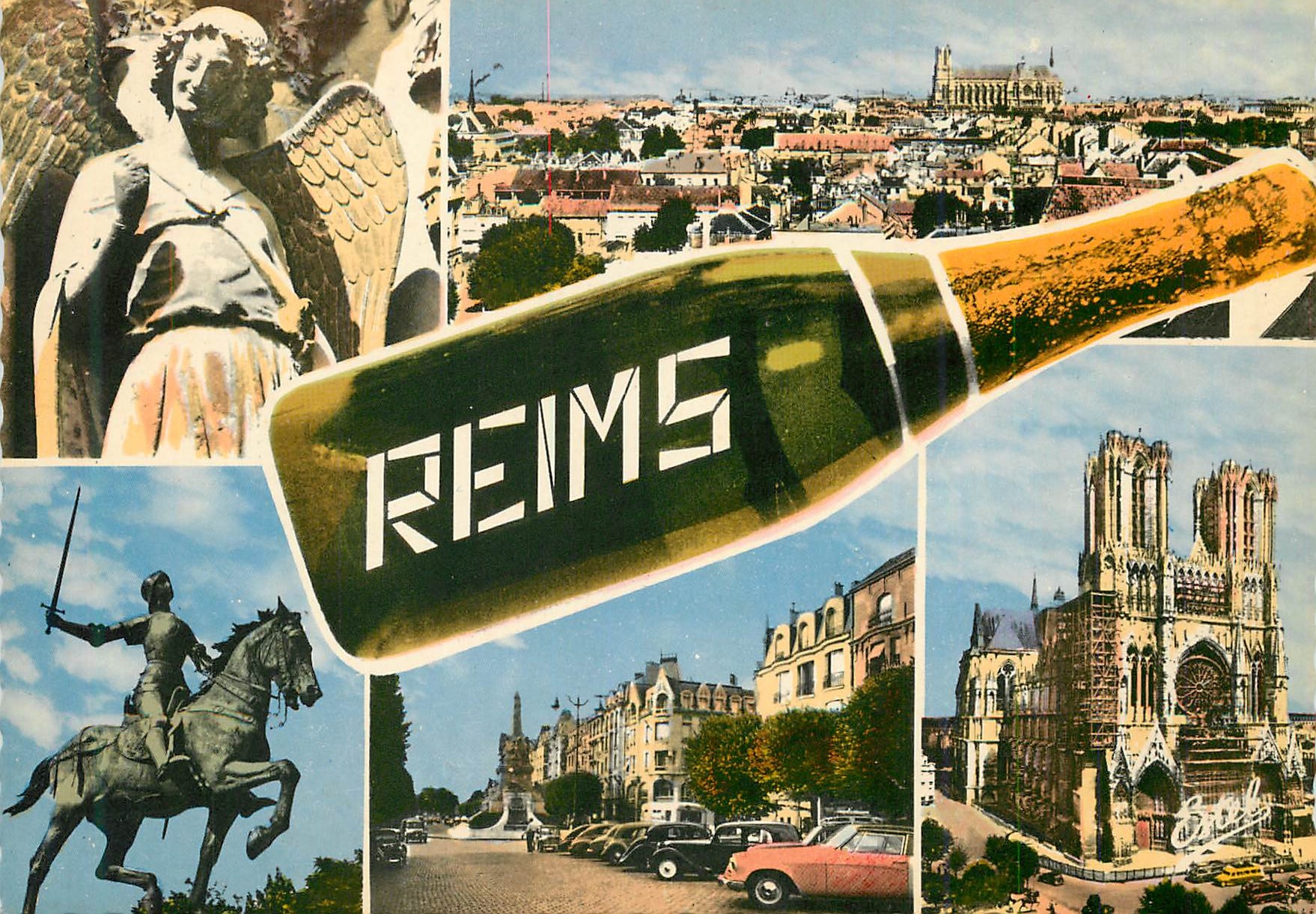 CPM En champagne reims (marne) l ange au sourire panorama jeanne d arc