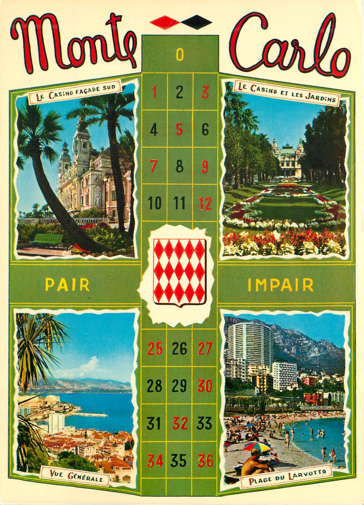 CPM Principaute de monaco souvenir de monte carlo Le casino Facade Sud Le casino et les jardins Vue generale Plage du La