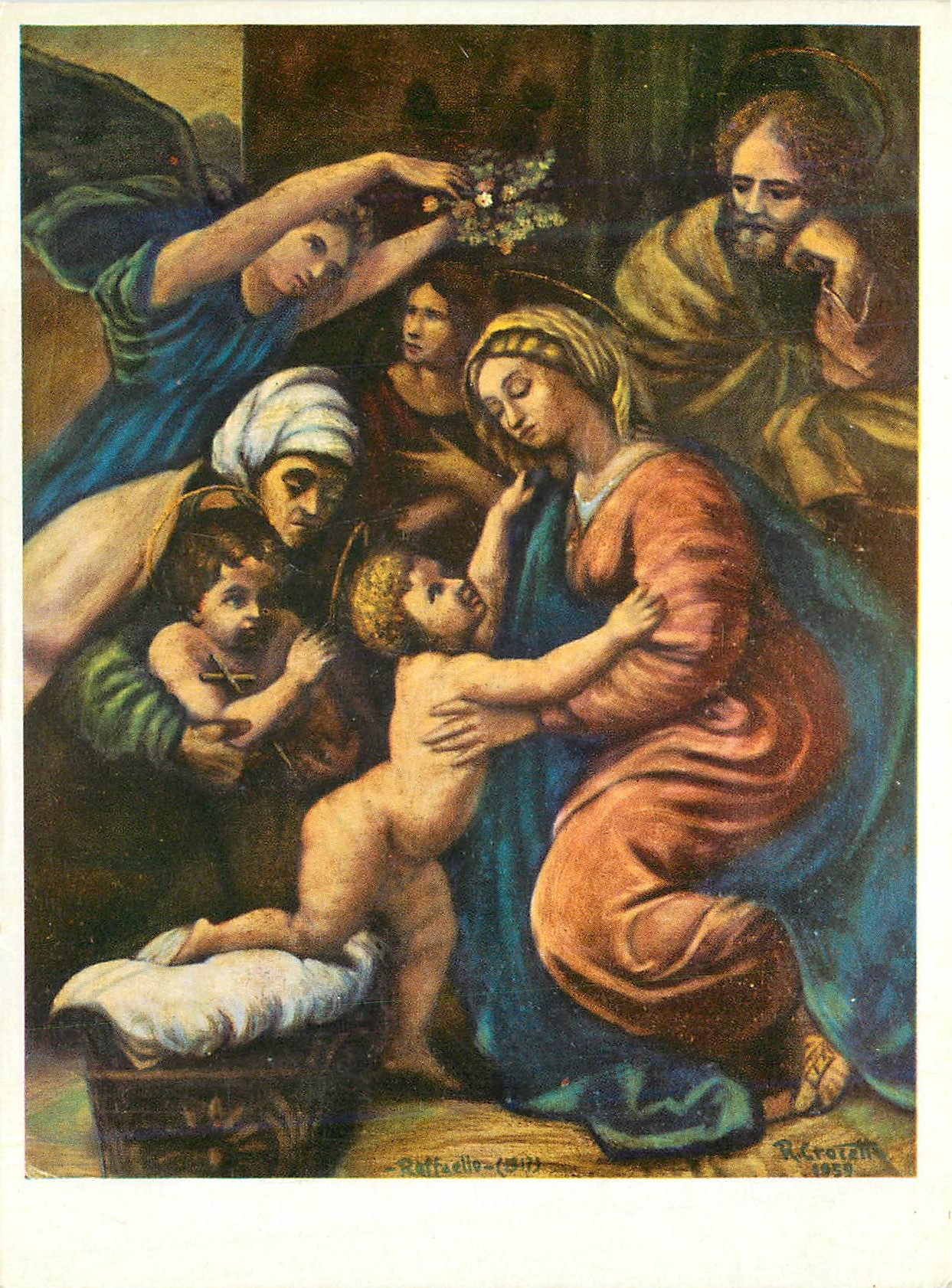 CPM La sainte famille peint avec la bouche