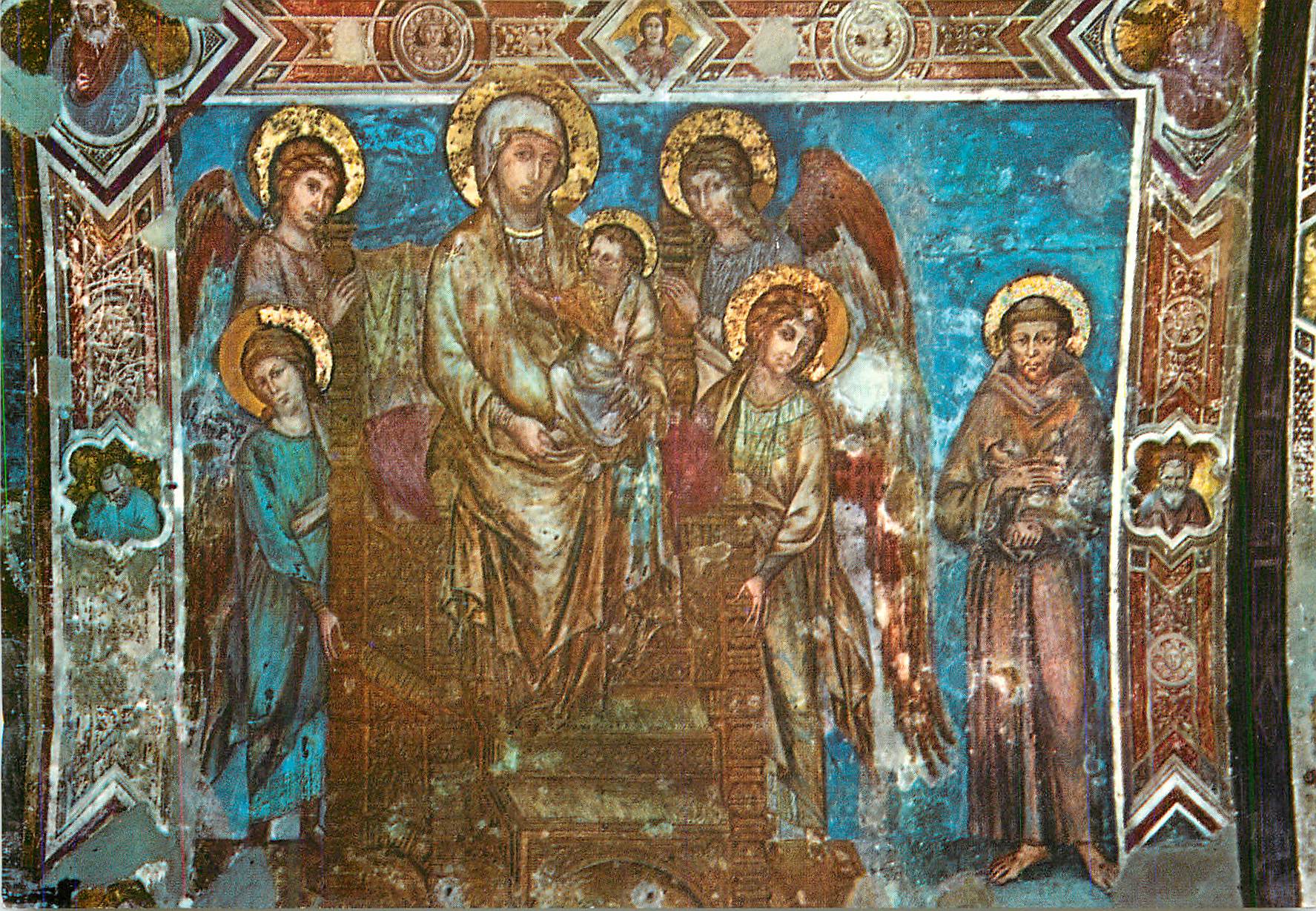 CPM Assisi vierge anges et saint francois