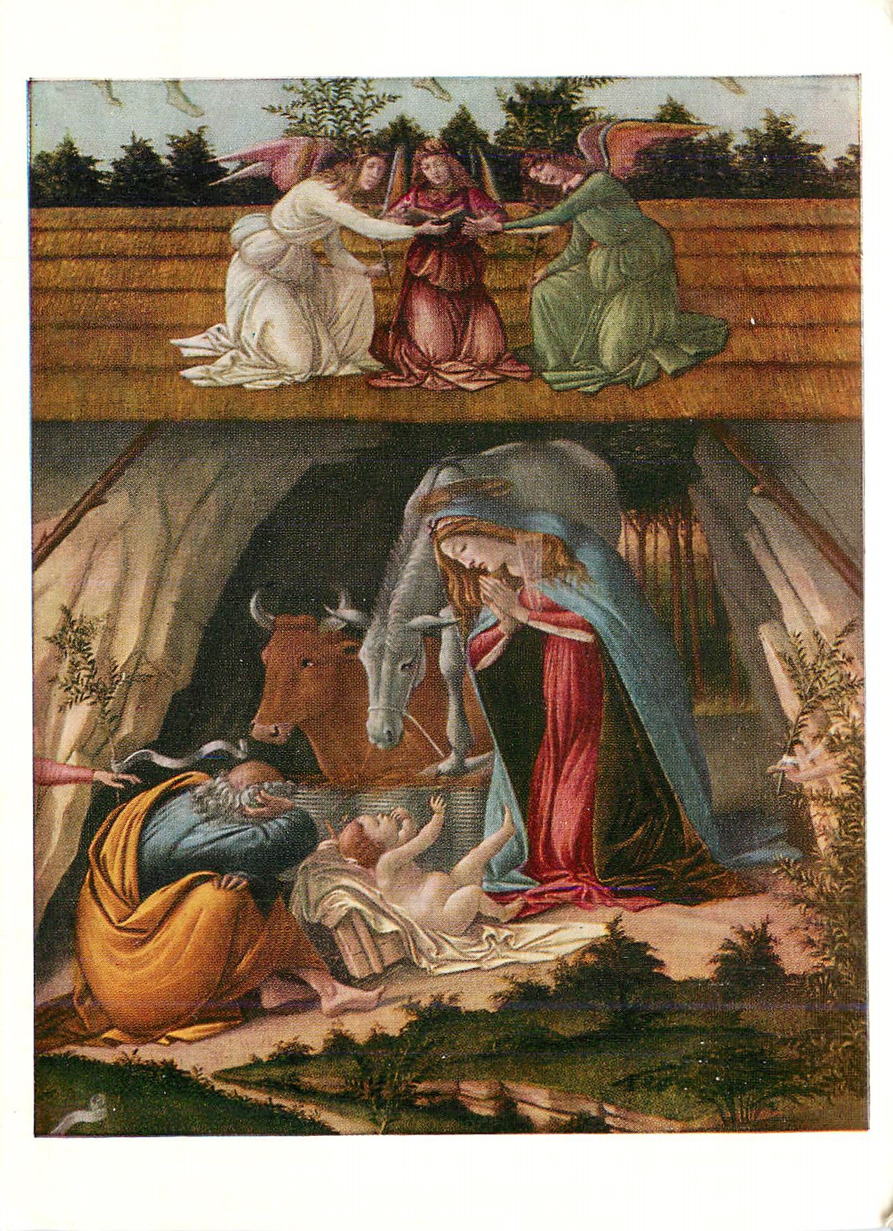 Nativité — scène avec anges et berger — éditeur inconnu, n° de série non visible