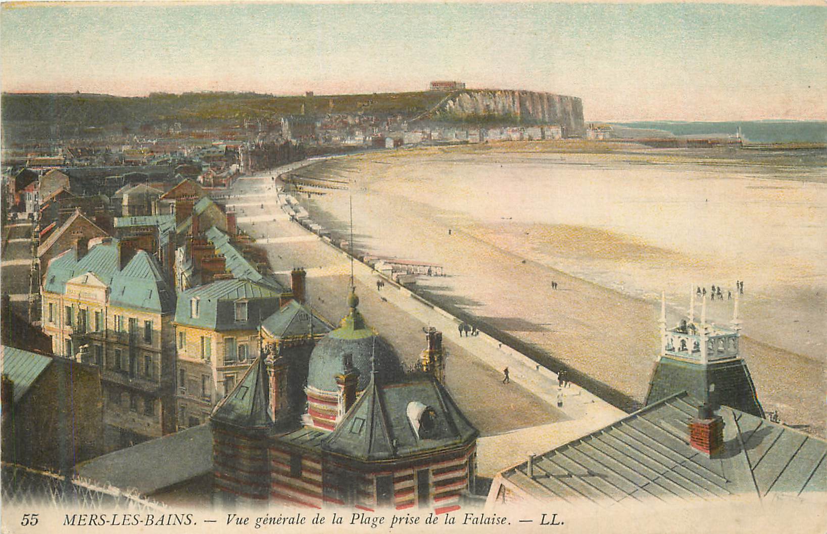 CPA Mers les bains vue generale de la plage prise de la falaise