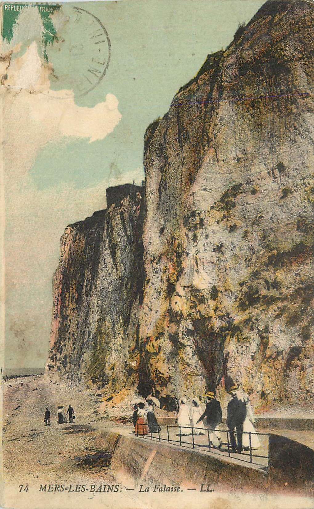 CPA Mers les bains la falaise