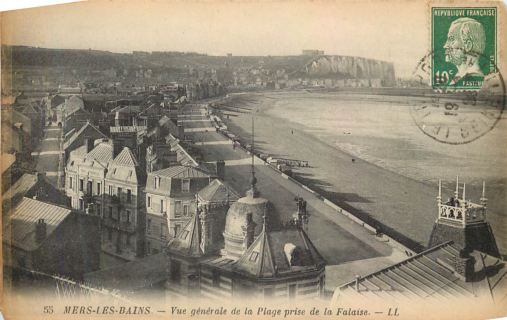 CPA Mers les bains vue generale de la plage prise de la falaise