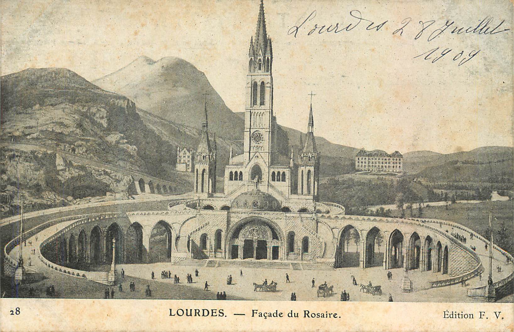 CPA Lourdes facade du rossaire
