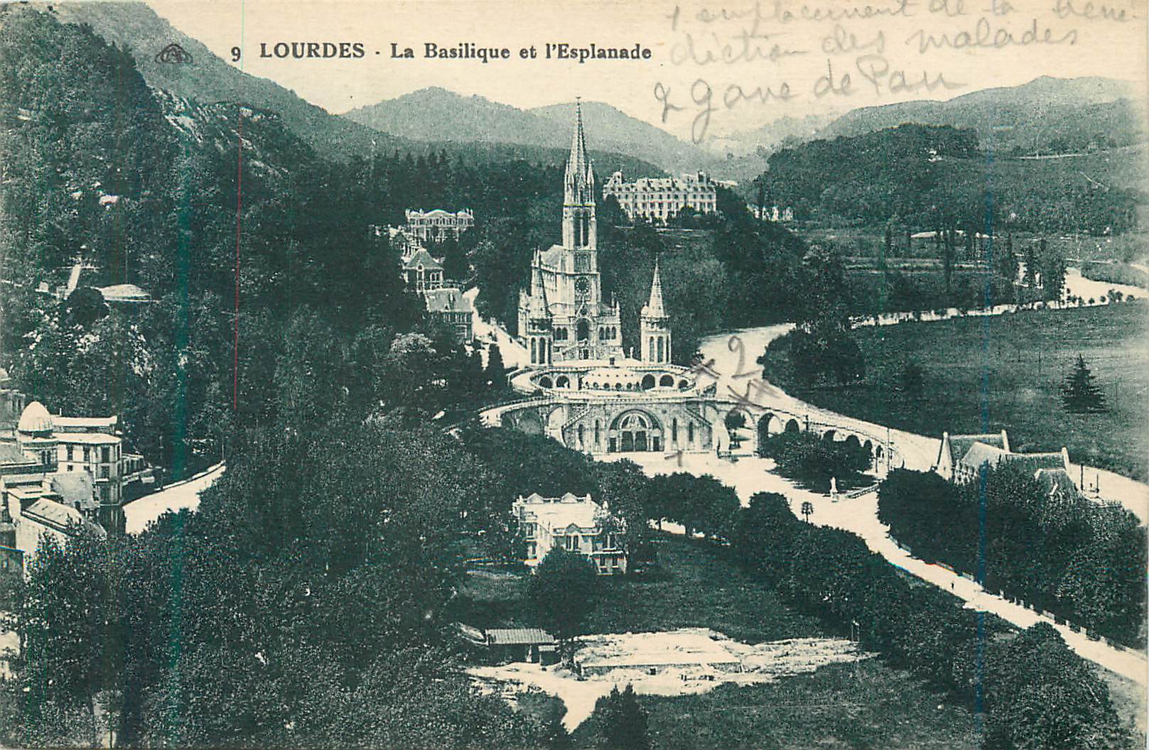 CPA Lourdes la basilique et l esplanade