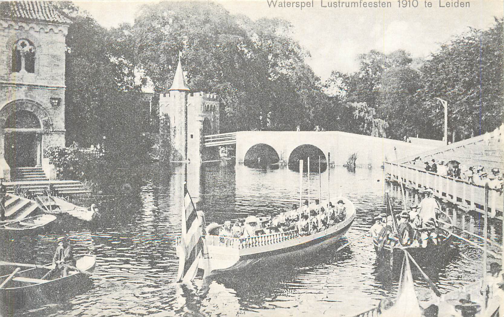 CPA Waterspel lustrumieesten 1910 te leiden