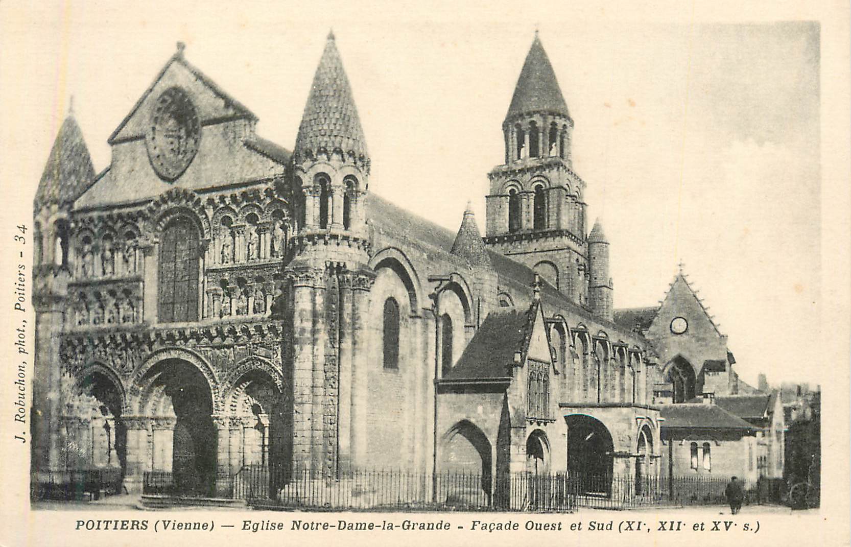 Poitiers (Vienne) — Église Notre-Dame-la-Grande — Façade Ouest et Sud (XI, XII et XV s.)