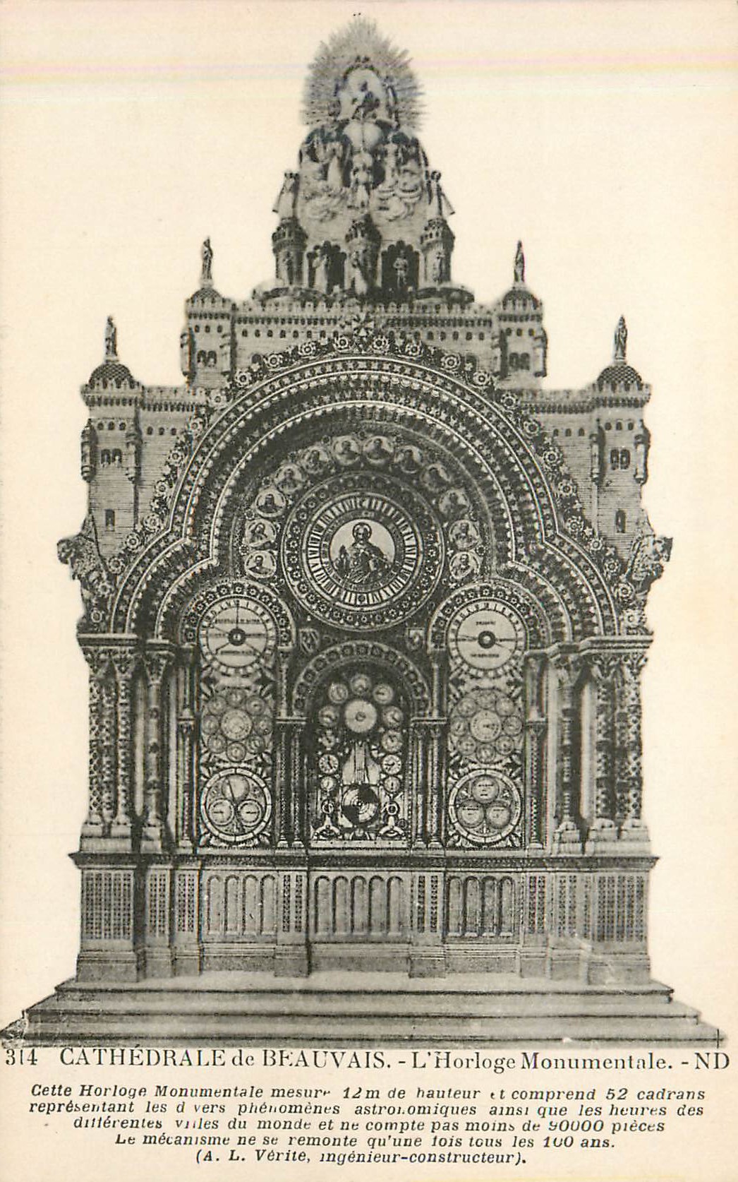 CPA Cathedrale de beauvais l horloge monumentale