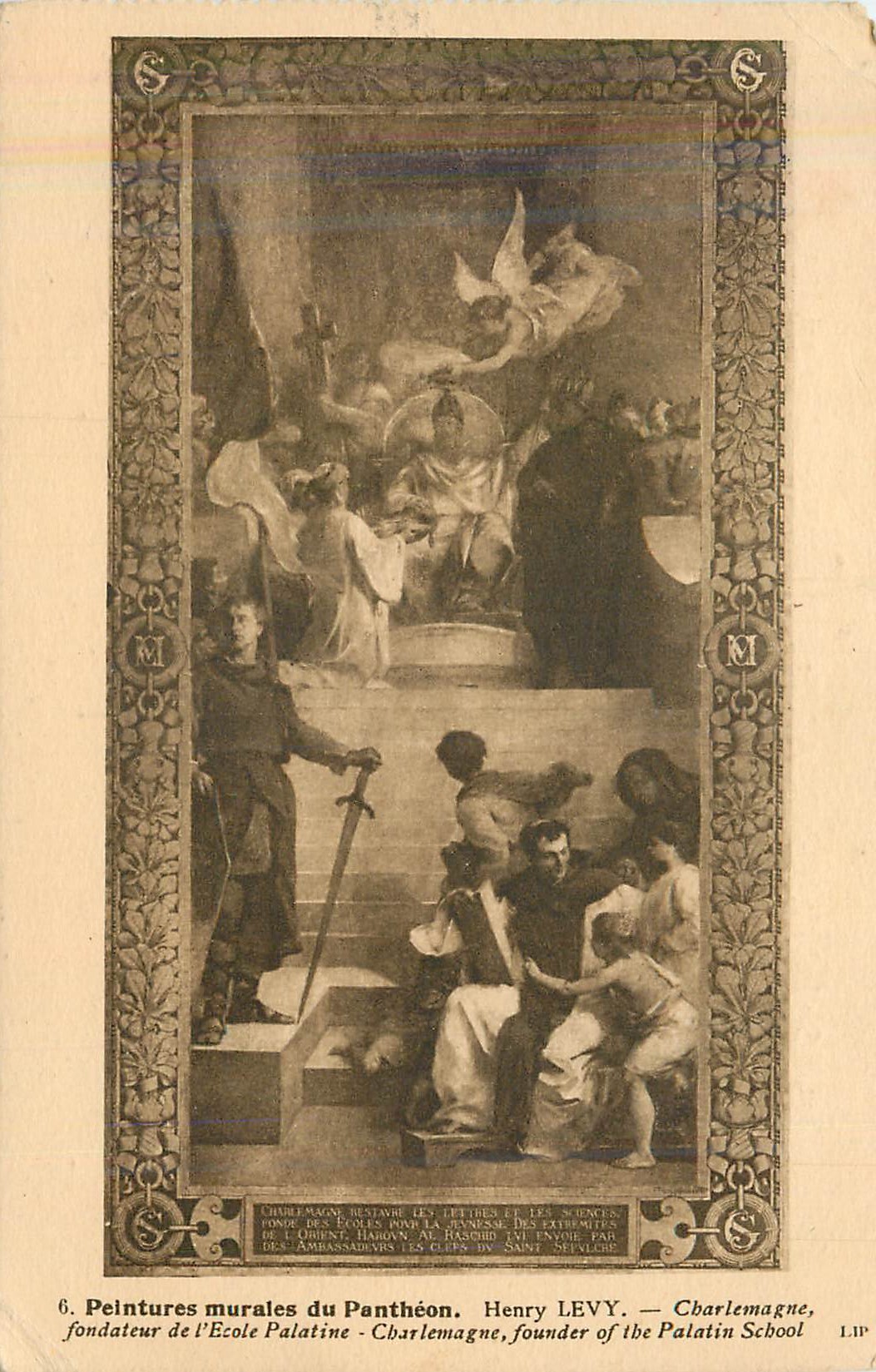 CPA Peinture murales du pantheon Henry Levy Charlemagne