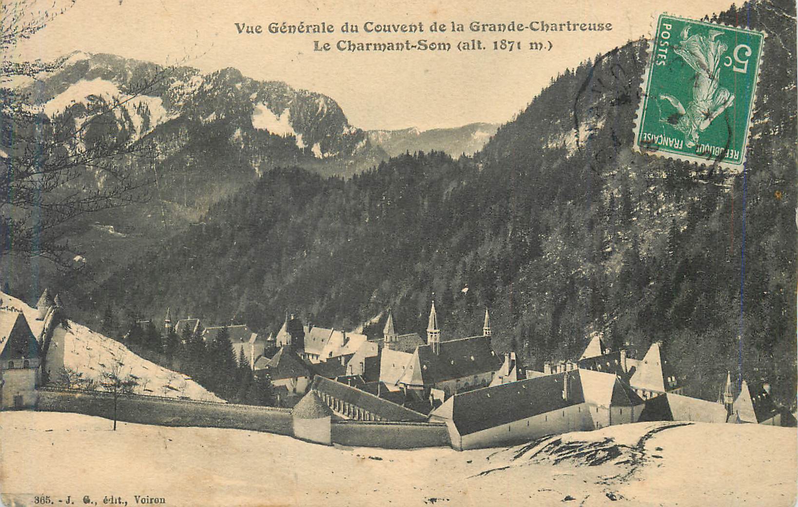 General View of the Convent of La Grande-Chartreuse — Le Charmant-Som (alt. 1871 m.) — J. G., publisher, Voiron
