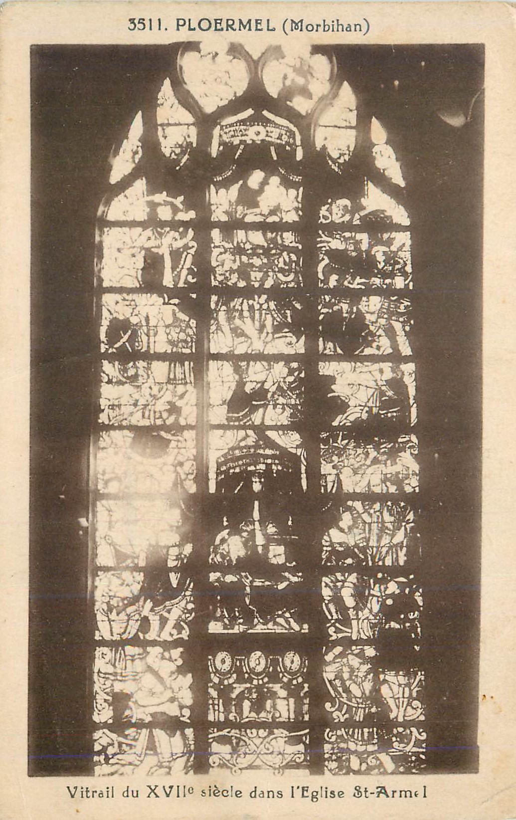 CPA Ploermel (morbihan) vitrail du xvii siecle dans l eglise st armel