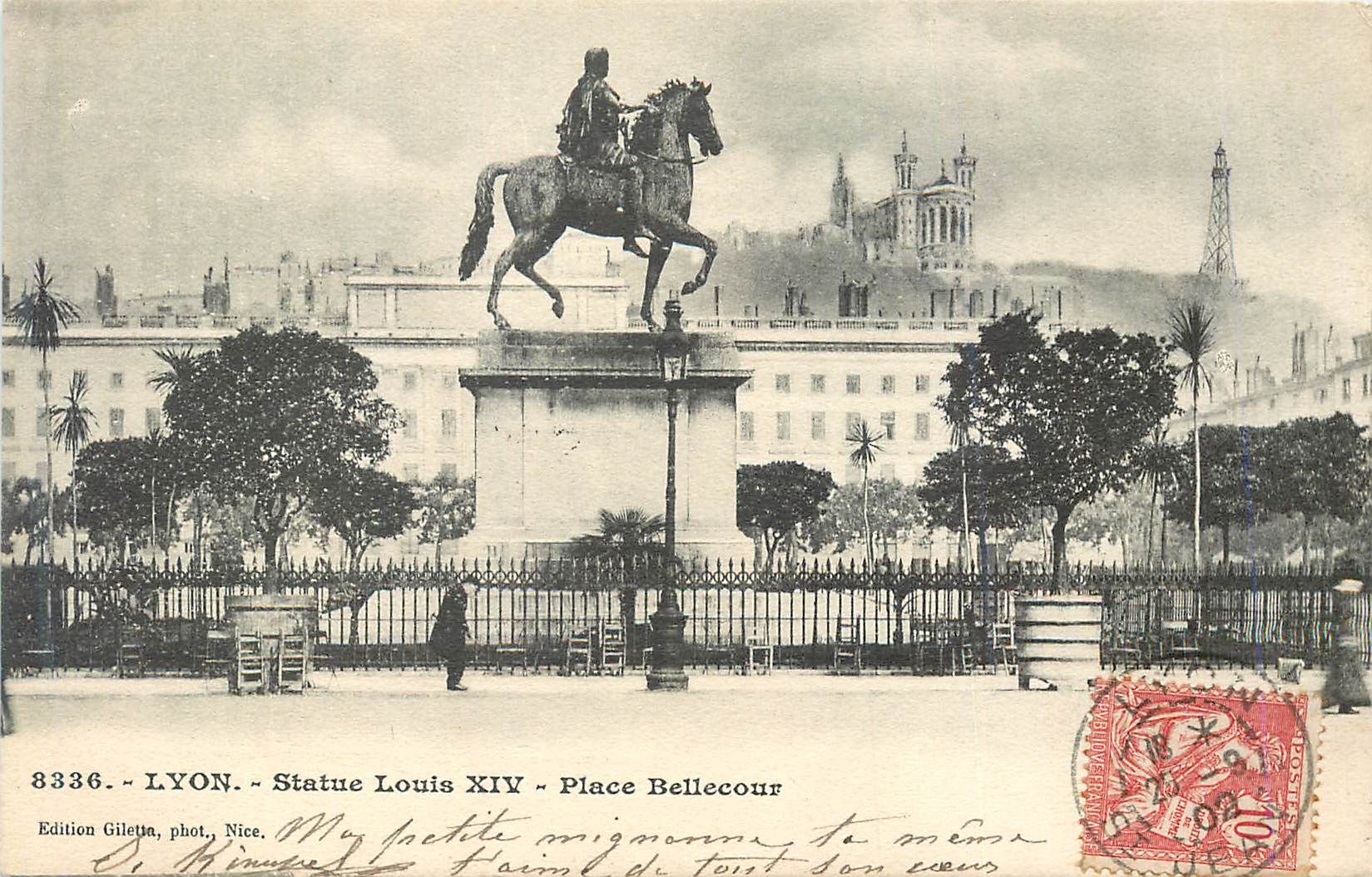 CPA Lyon statue louis xiv place bellecour