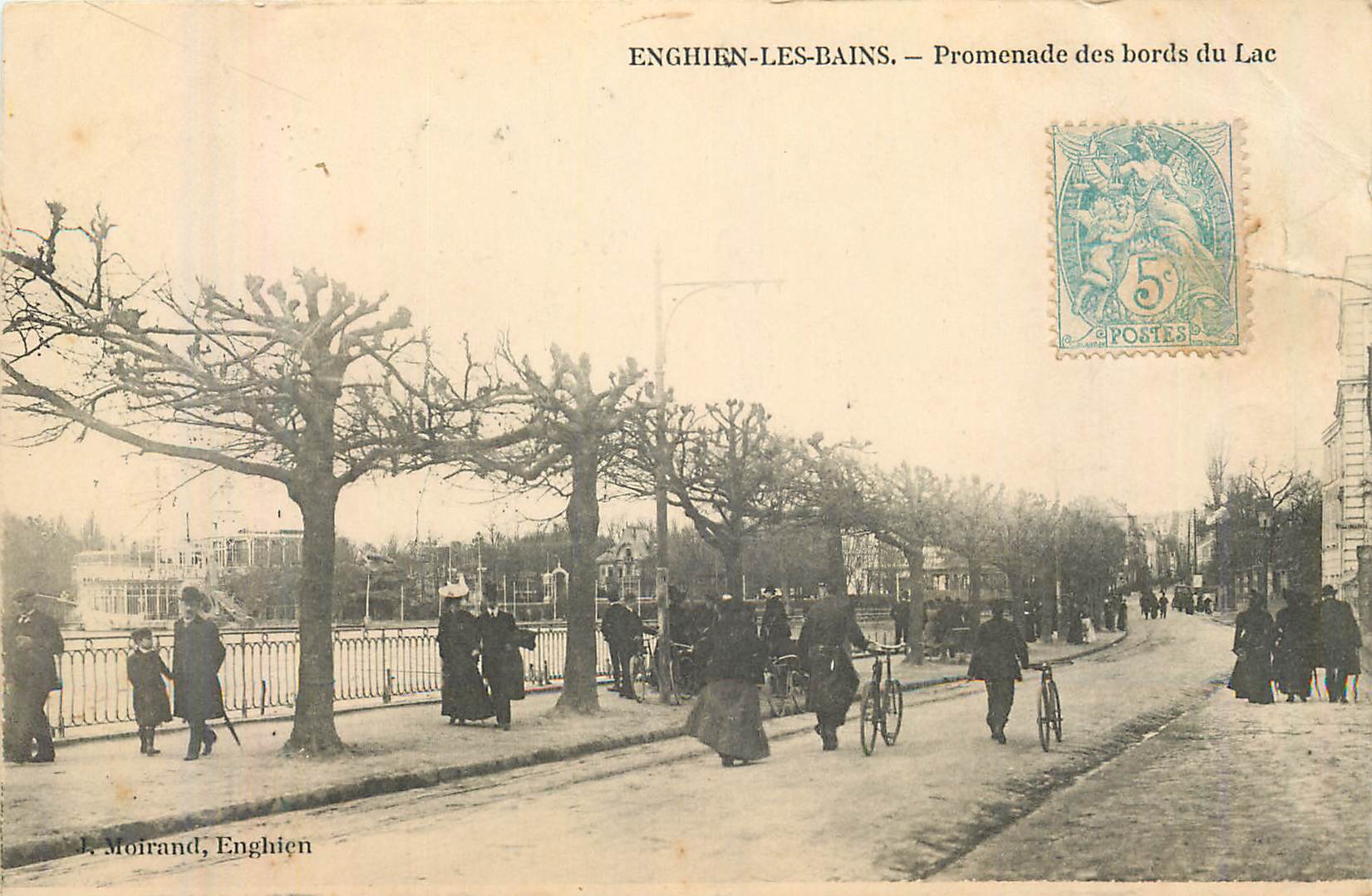 CPA Enghien les bains promenade des bords du lac Velo Cycle