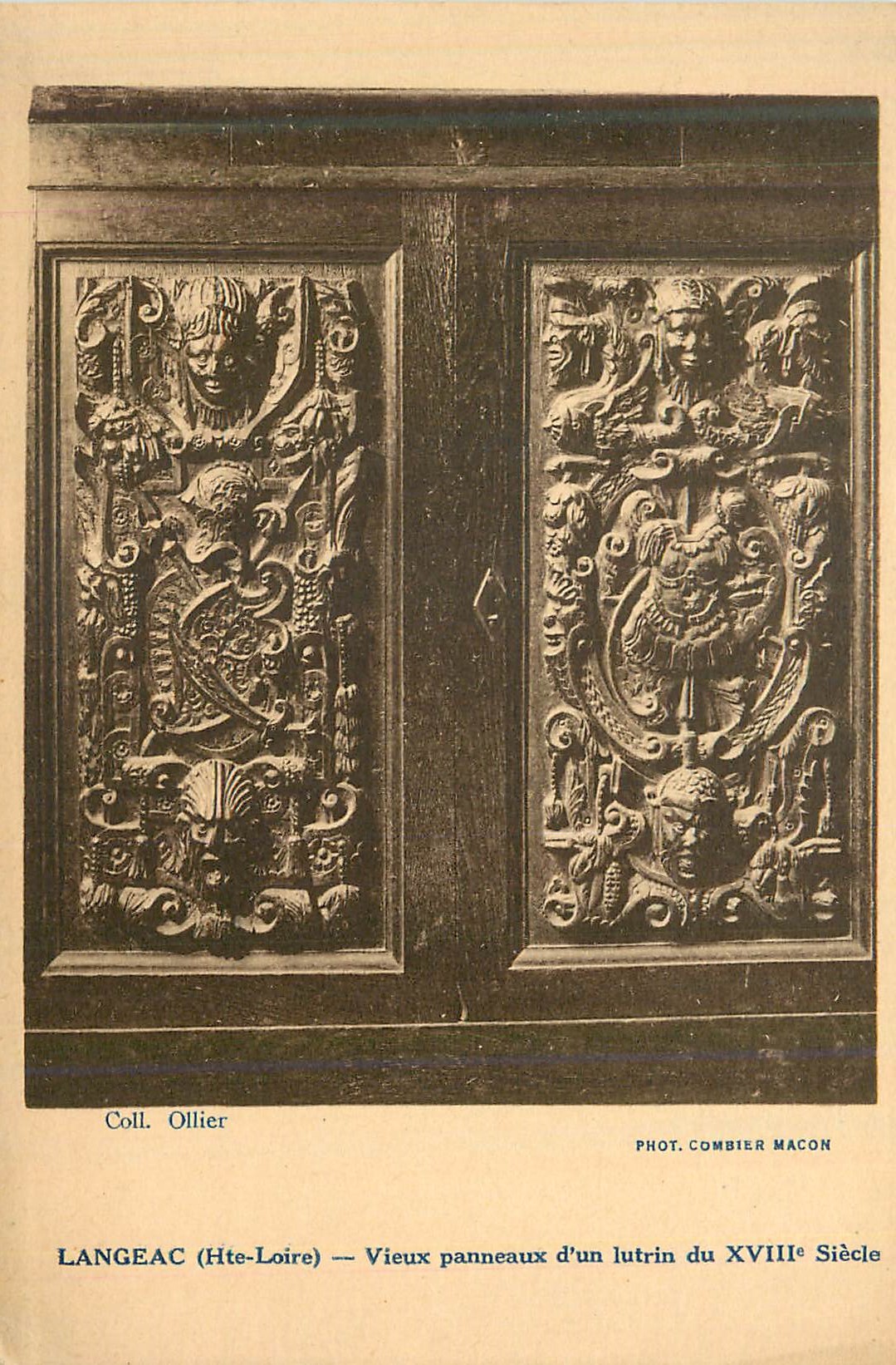 CPA Langeac (hte loire) vieux panneaux d un lutrin du xviii siecle