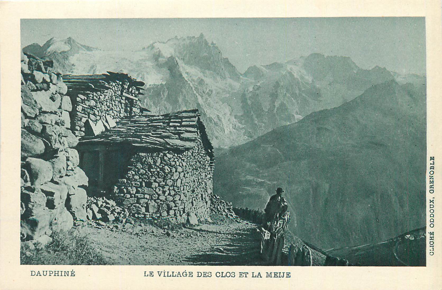 Le village des Clos et la Meije — Dauphiné — Cliché Oddoux, Grenoble