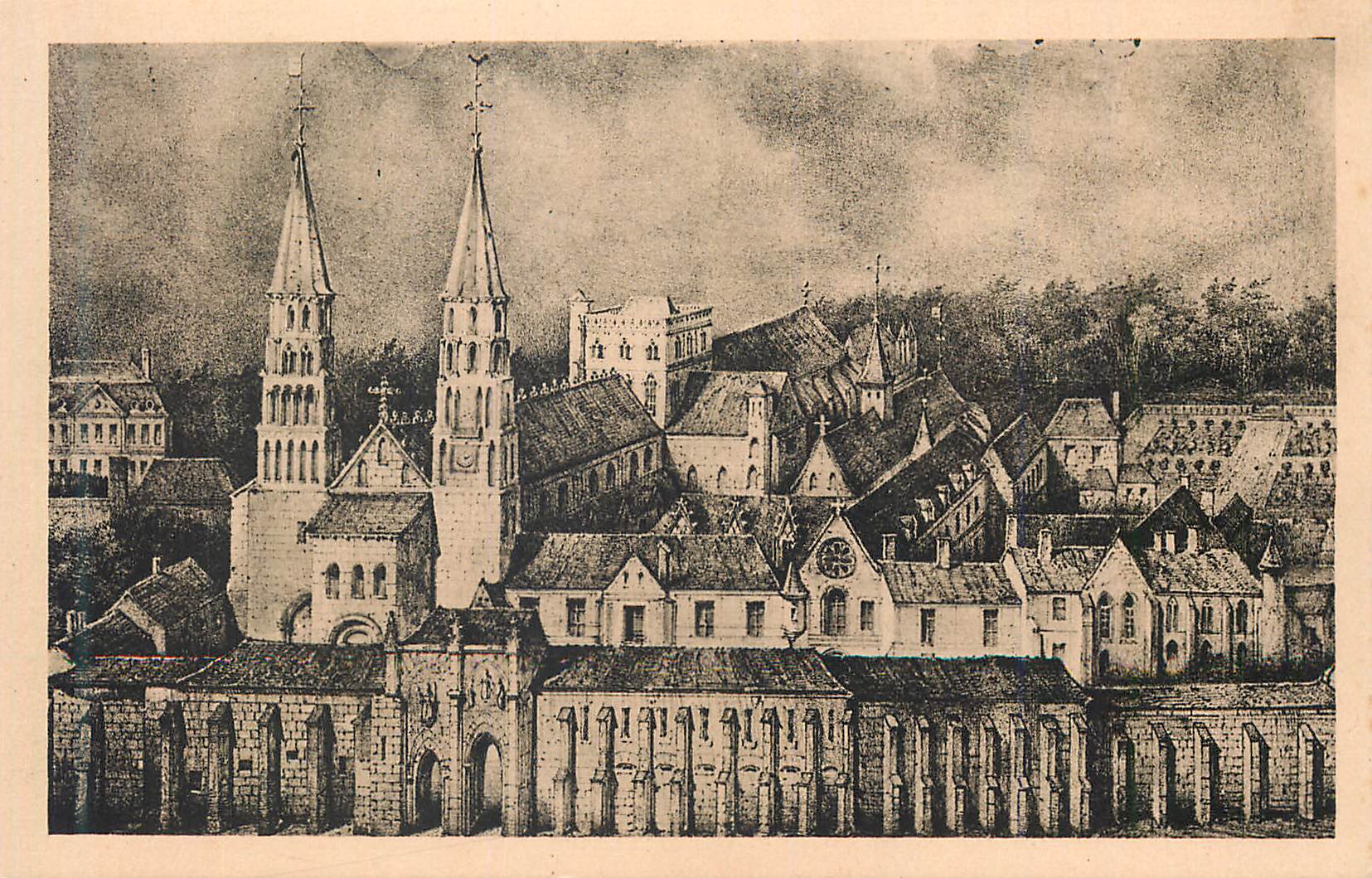 CPA Jumieges l abbaye d apres un dessin se 1702 (xviii siecle)