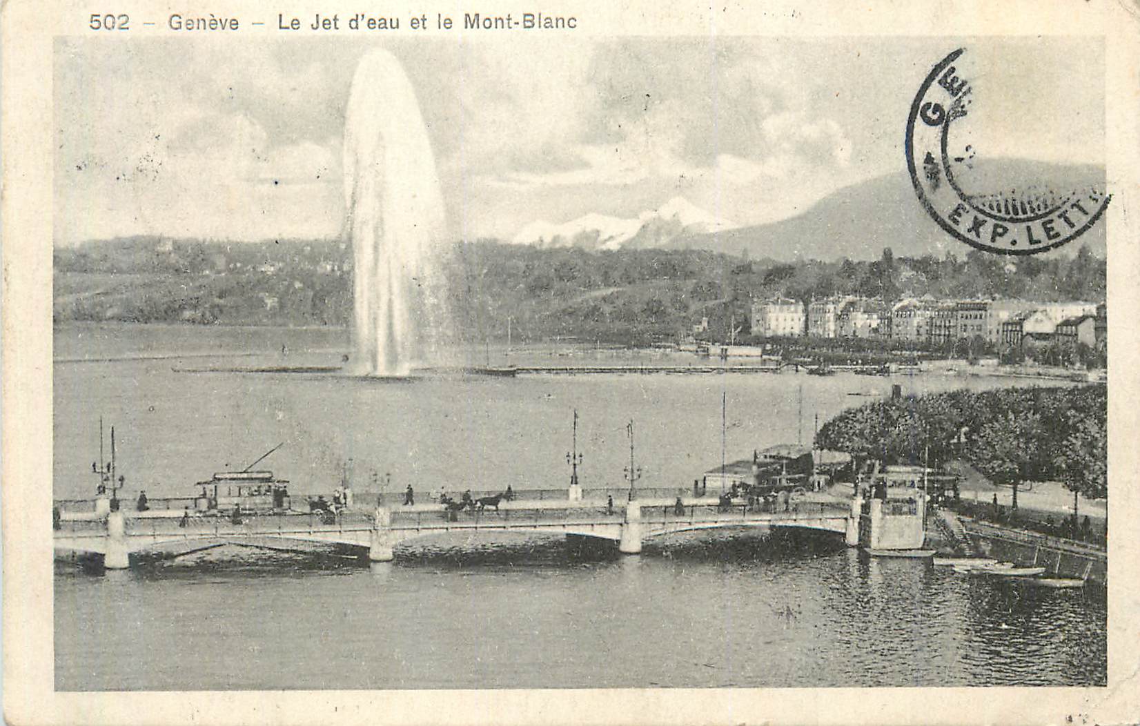 CPA Geneve le jet d eau et le mont blanc