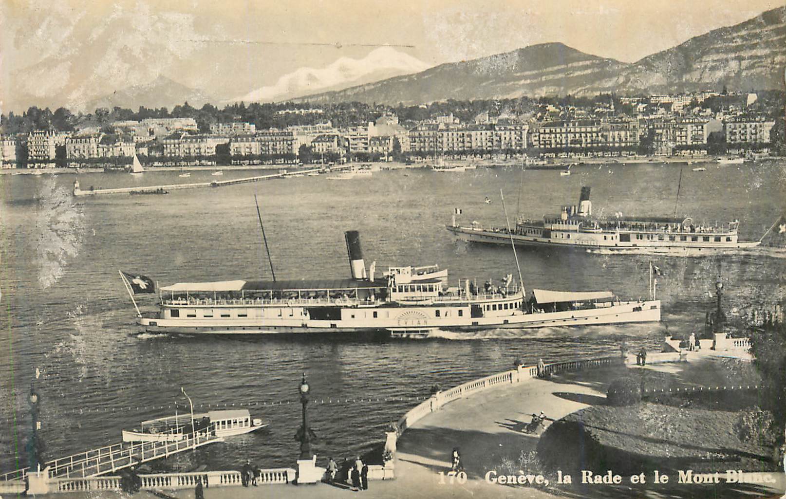 CPM Geneve la rade et le mont blanc Bateau