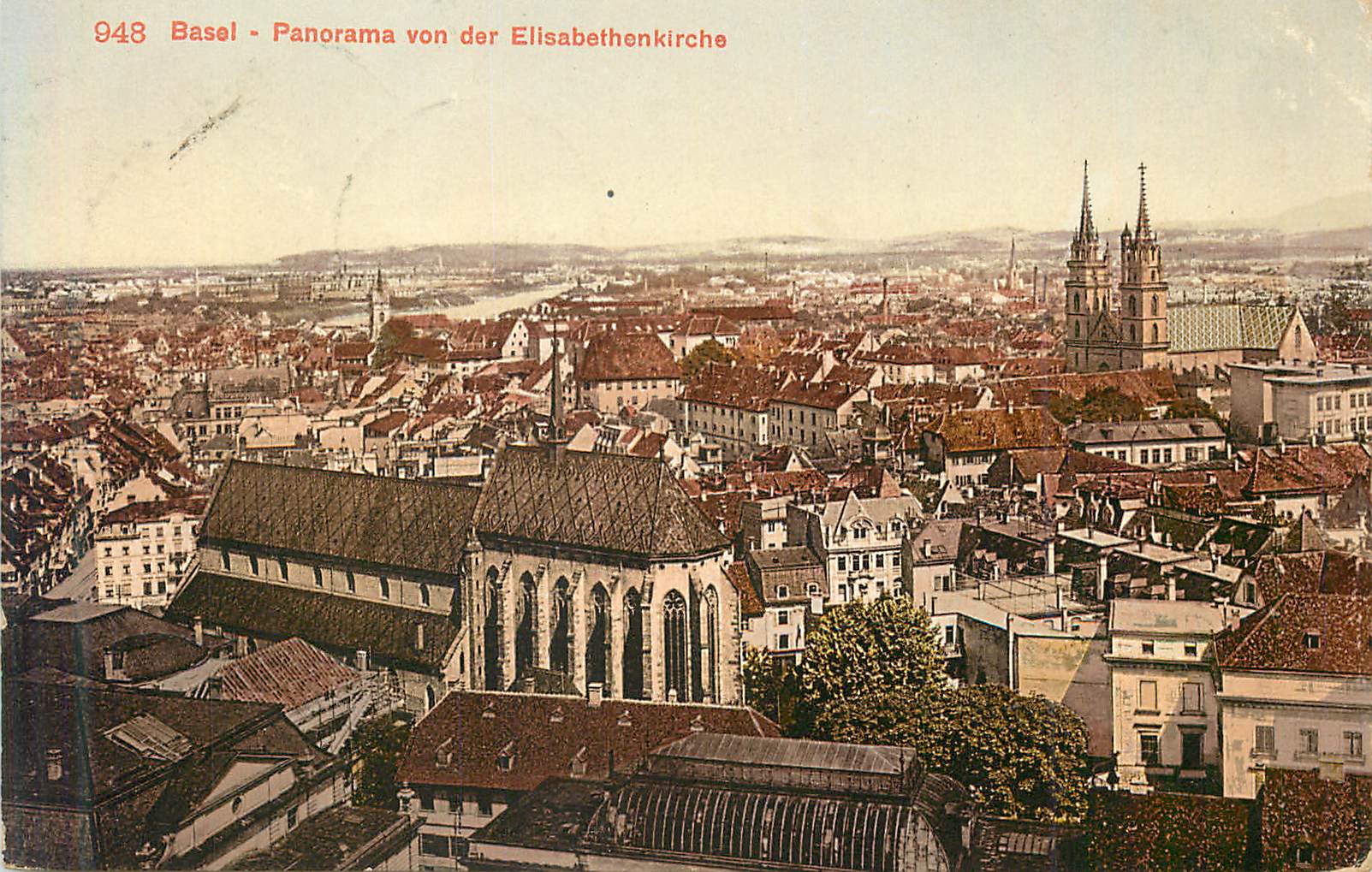 CPA Basel panorama von der elisabethenkirche