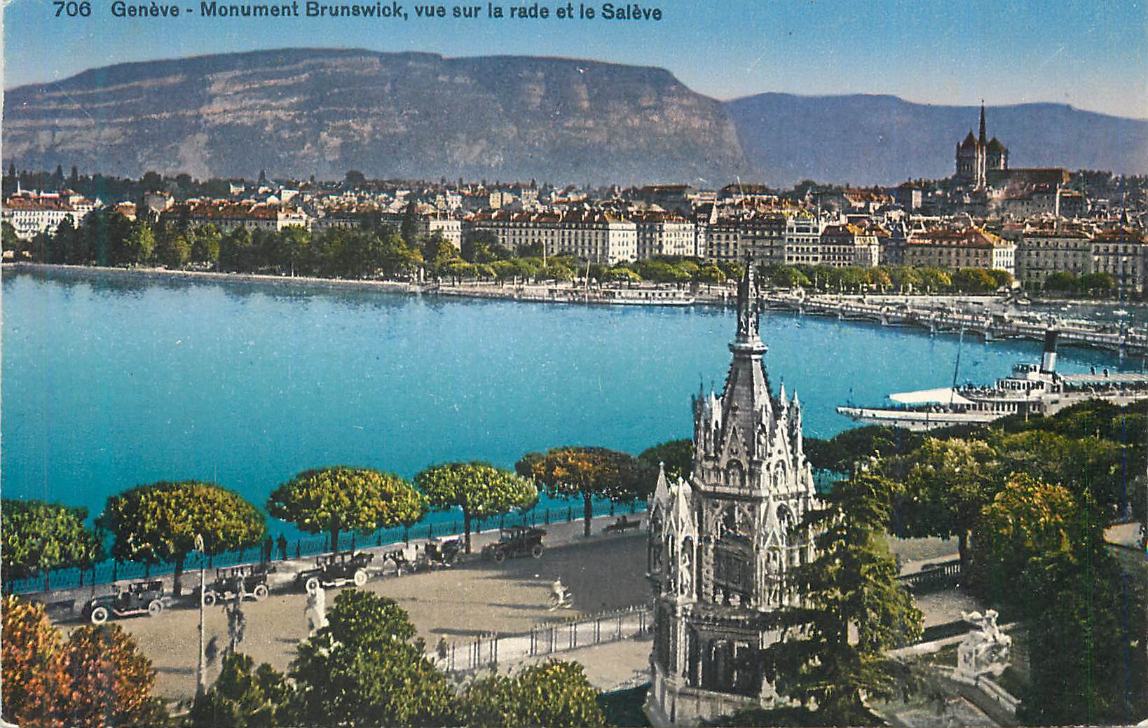 CPA Geneve monument brunswick vue sur la rade et le saleve