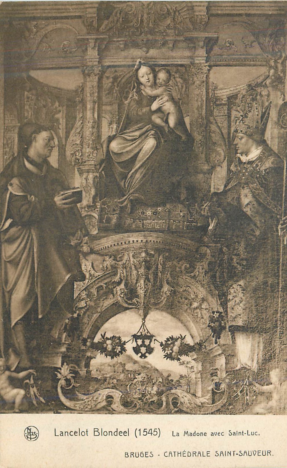 CPA Lancelot Blondeel La Madone avev Saint Luc Bruges Cathedrale Saint Sauveur
