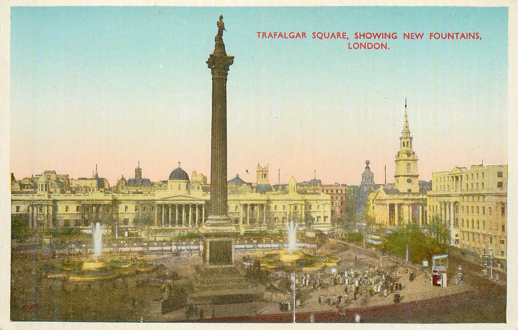 CPA Trafalgar Square Showing New Fountains London