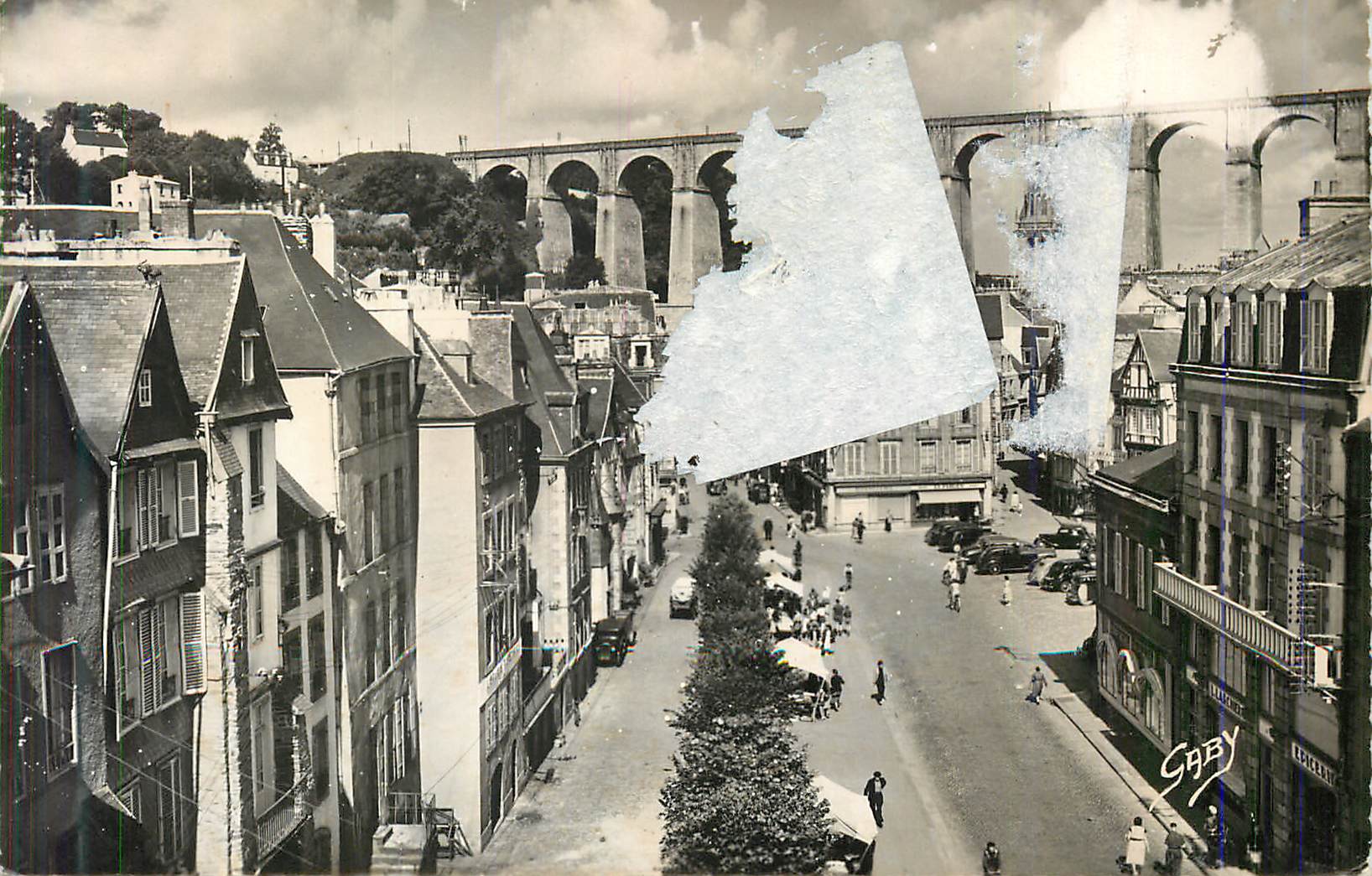 Vue de Rennes — Viaduc de la rue de la République — éditeur Saby