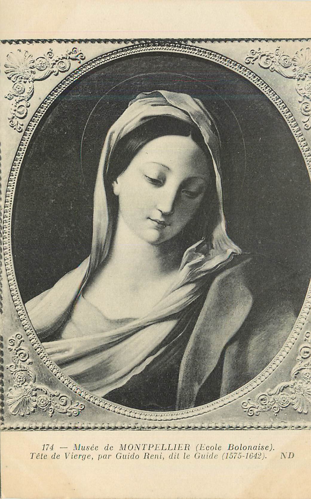Head of the Virgin — Museum of Montpellier — Guido Reni (School of Bologna)