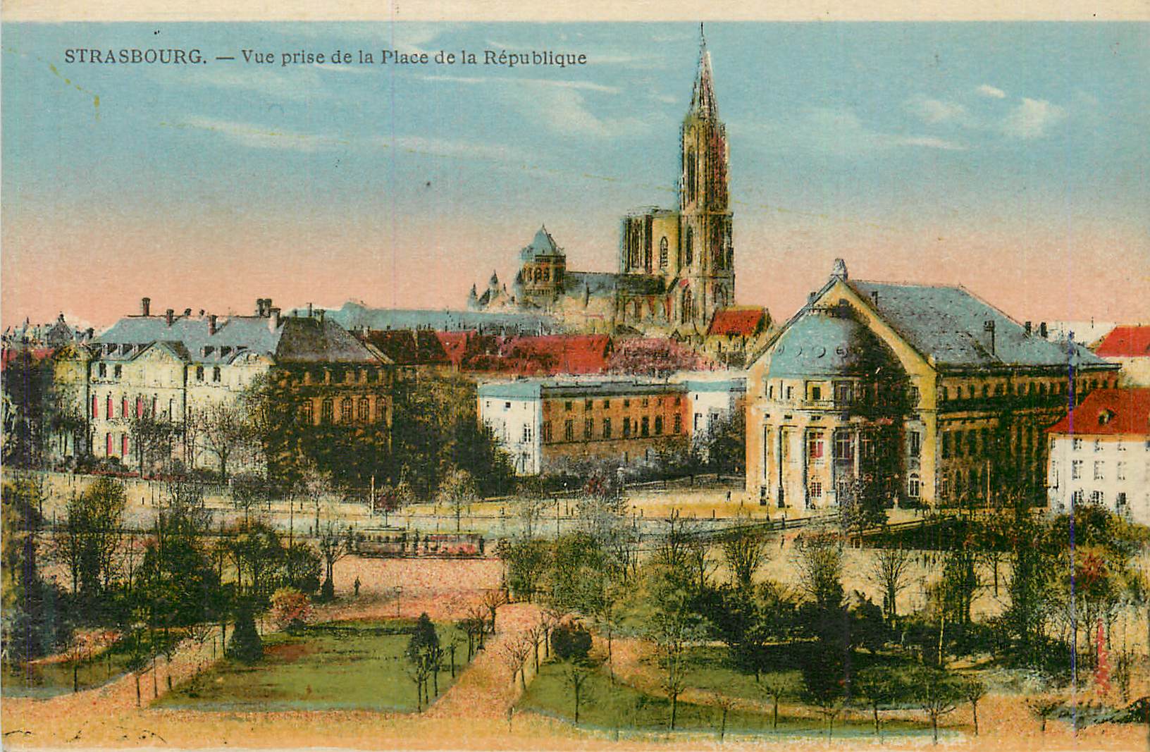CPA Strasbourg Vue prise de la Place de la Republique