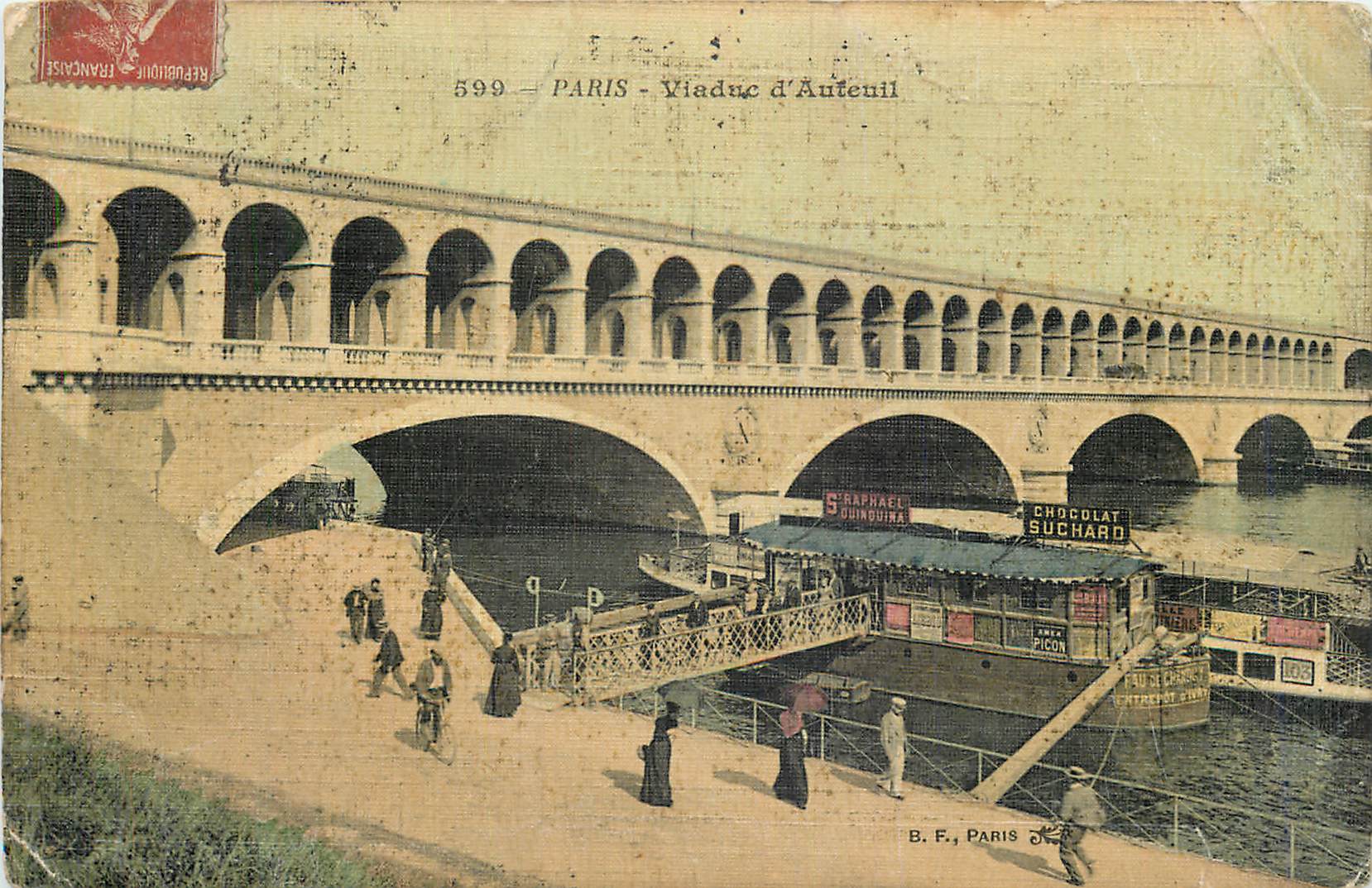 CPA Paris Viaduc d Auteuil Bateau Chocolat Suchard Carte toilee