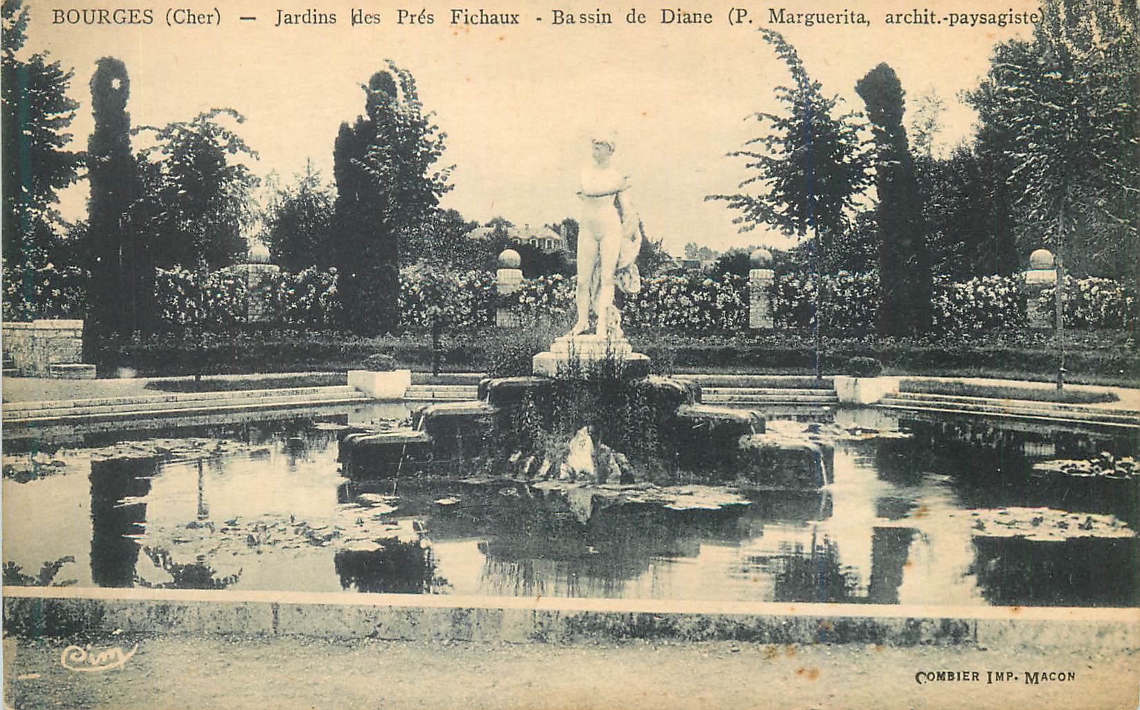 Bourges (Cher) — Jardins des Prés Fichaux - Bassin de Diane (P. Marguerita, architecte-paysagiste)