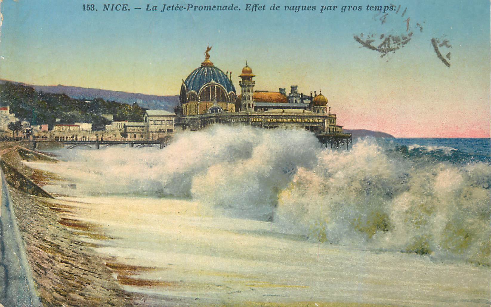 CPA Nice La Jetee Promenade Effet de vagues par gros temps