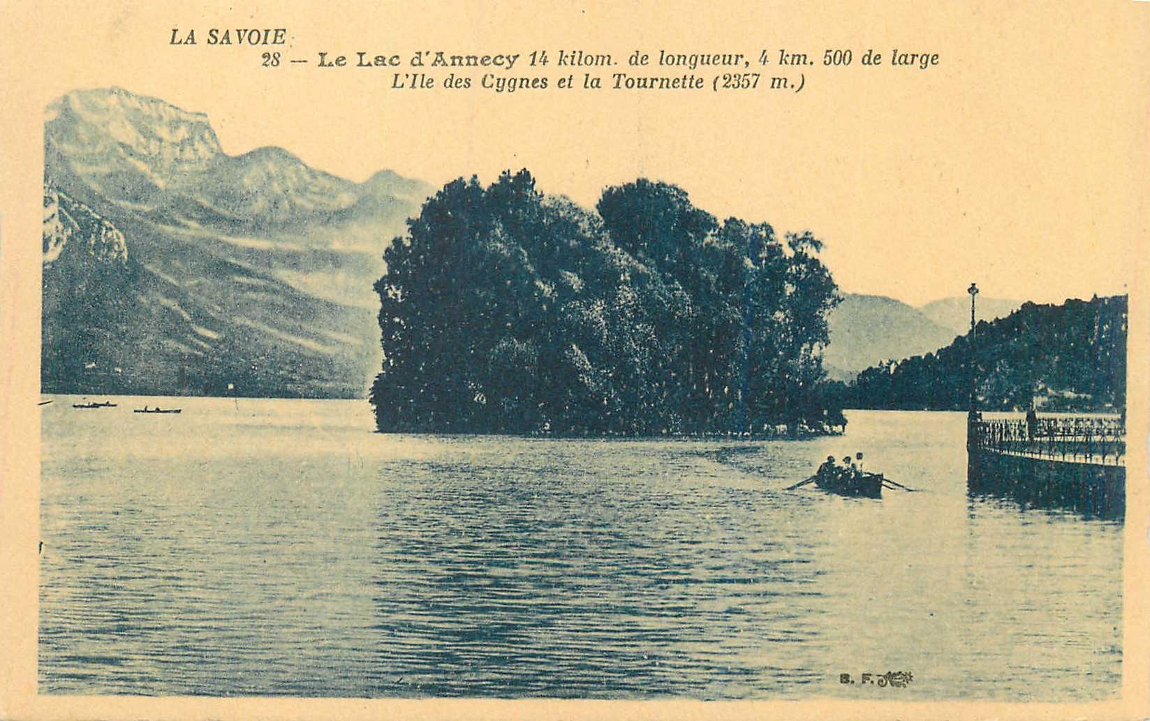 Le Lac d'Annecy — Ile des Cygnes et la Tournette — B. F. O.
