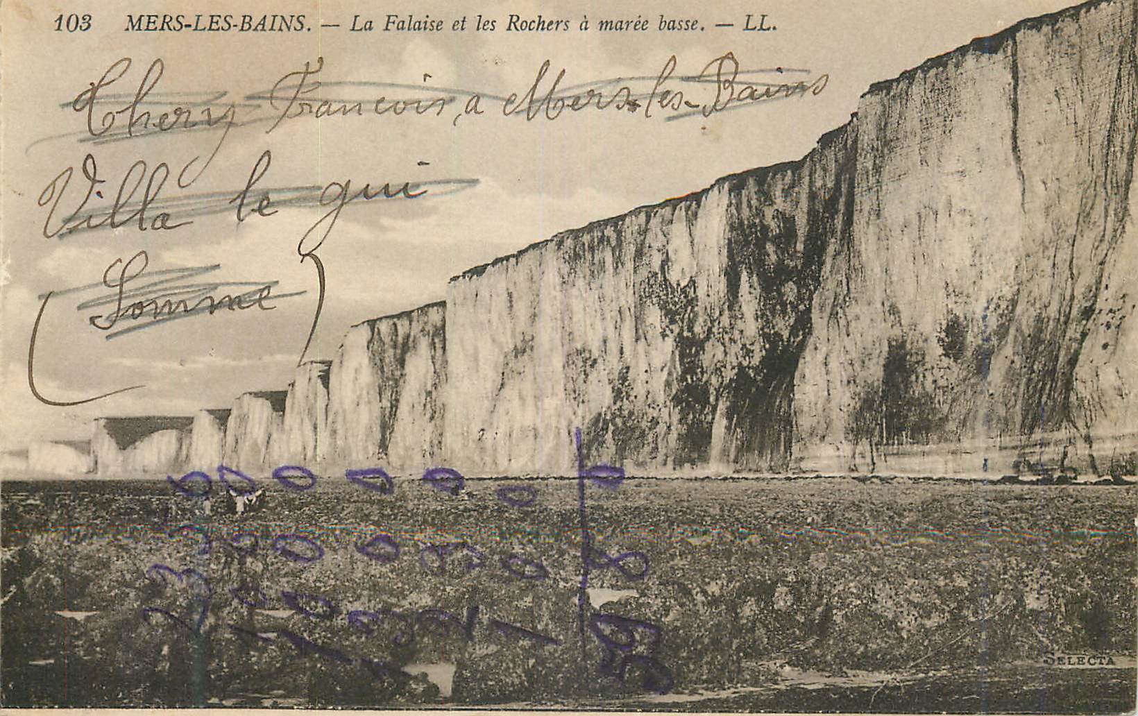 CPA Mers les Bains La Falaise et les Rochers a maree basse