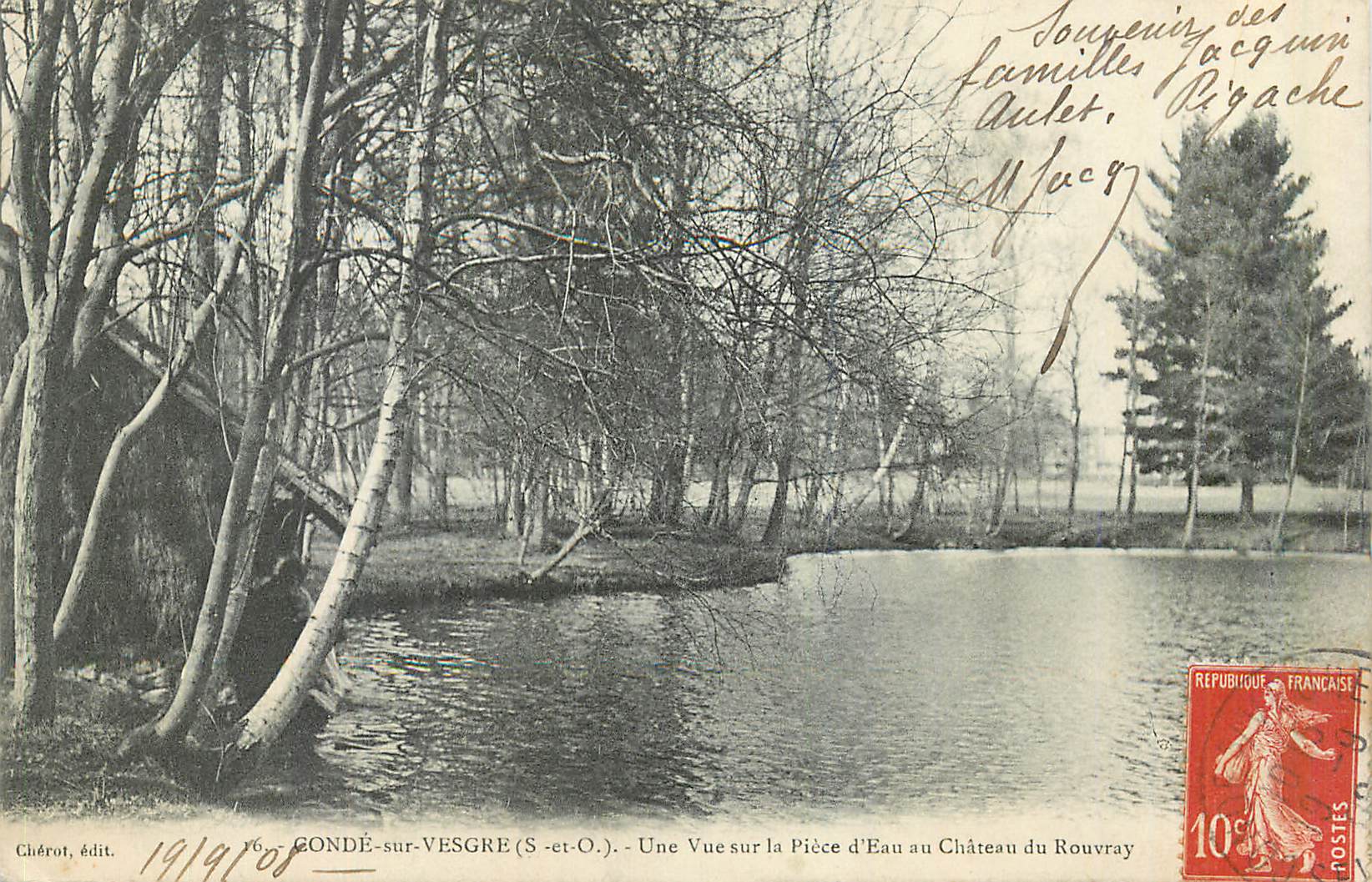 Gondé-sur-Vesgre (S.-et-O.) — Vue sur la Pièce d'Eau au Château du Rouvray — Chérot, édit.
