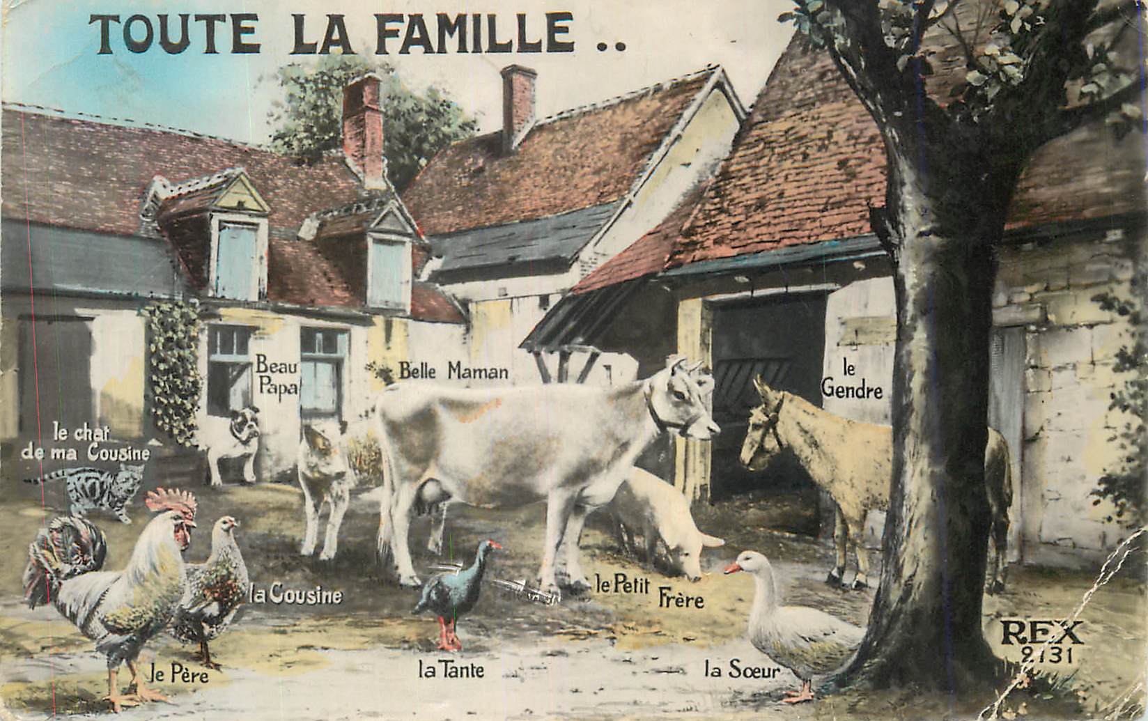 Toute la famille .. — scène animale avec animaux nommés — REX 2131