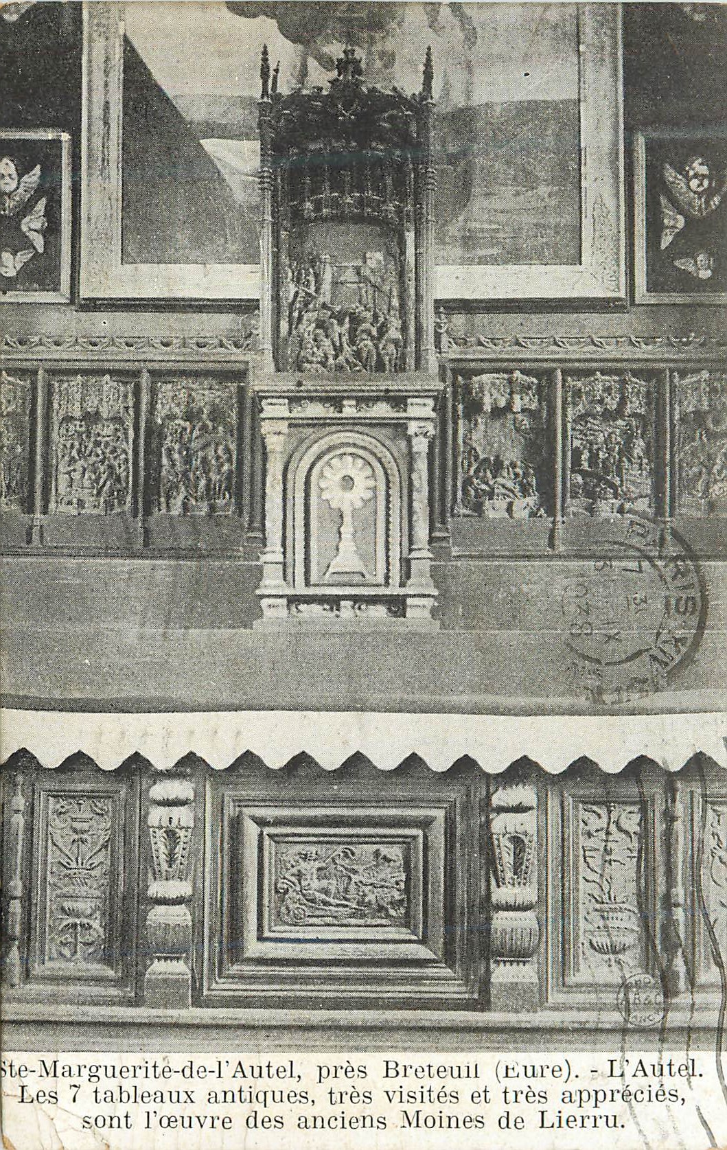 CPA Ste Marguerite de l Autel pres Bretuil Eure L Autel Les tableaux antiques tres visites et tres apprecies sont l oeuv
