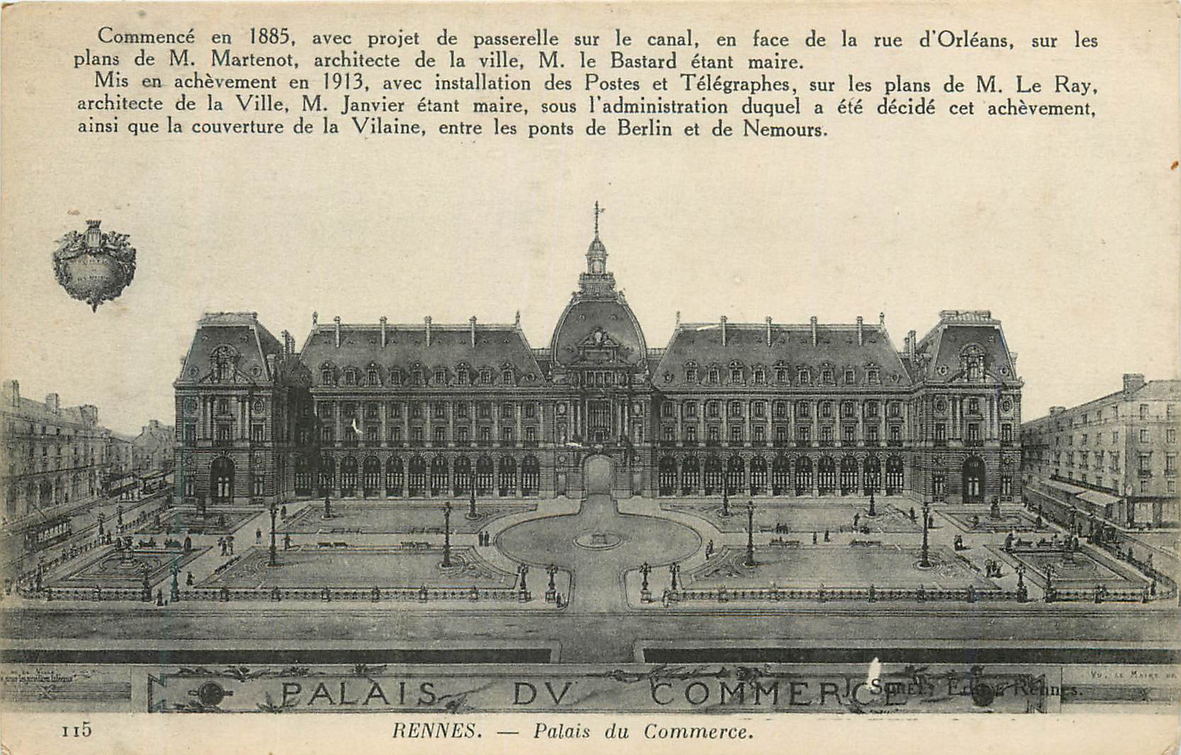 Palais du Commerce — Rennes — Éditeur E. Rehnes, n° 115