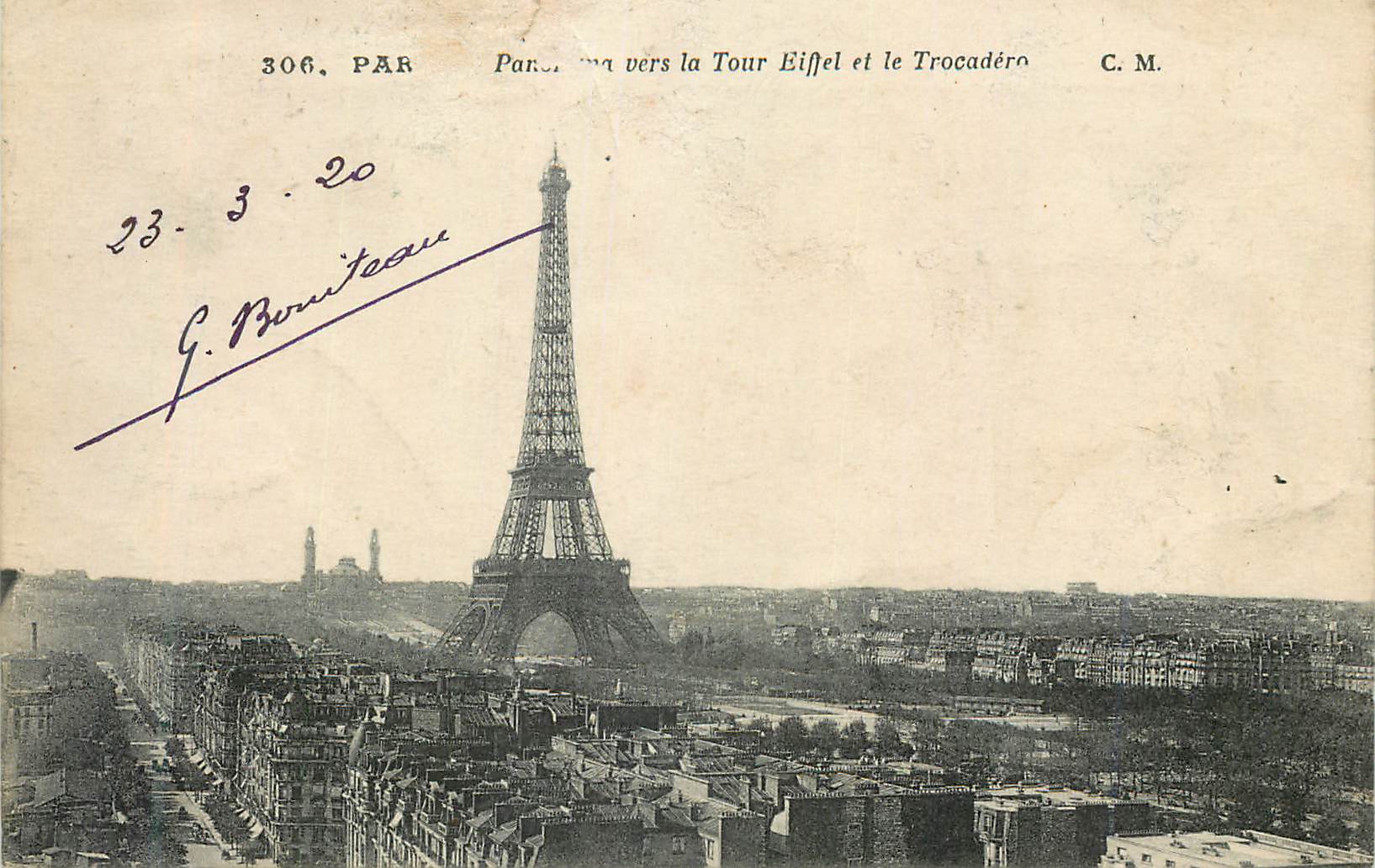 CPA Paris Panorama vers la Tour Eiffel et le Trocadero